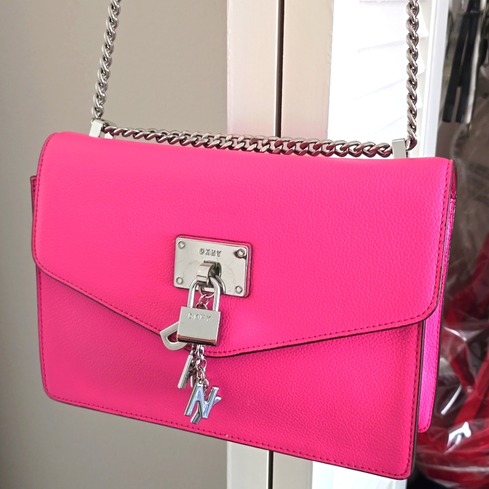 DKNY Hot Pink Silver Purse